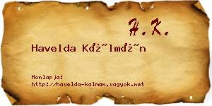 Havelda Kálmán névjegykártya